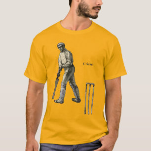 Vintage Cricket Player with a Bat and Wicket T-Shirt