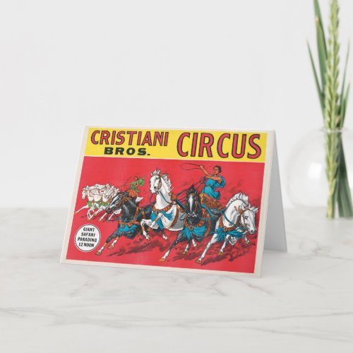 Vintage Cristiani Brothers Circus Poster Card