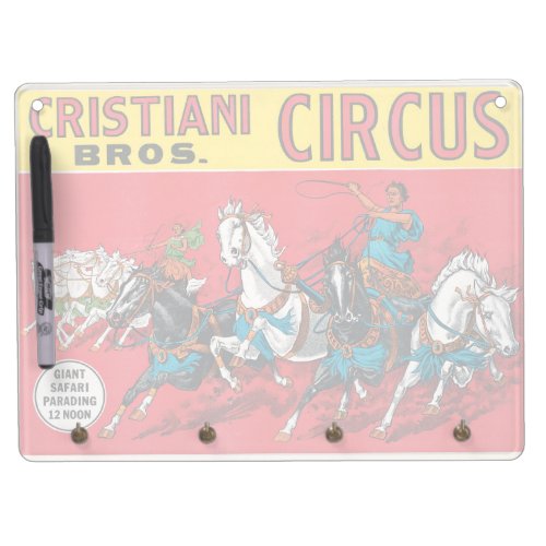 Vintage Cristiani Brothers Circus Poster Dry Erase Board With Keychain Holder