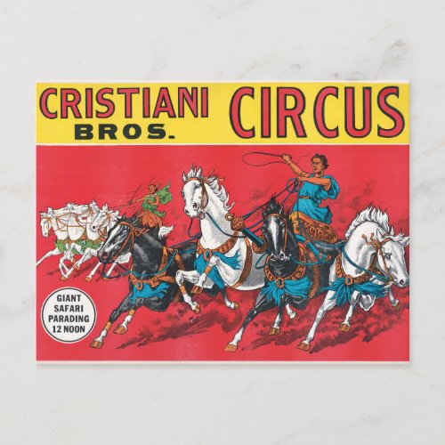 Vintage Cristiani Brothers Circus Poster Postcard