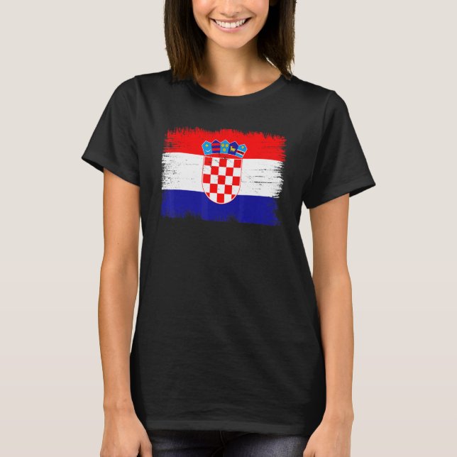 Vintage Croatia Flag Croatian Independence Day T-Shirt (Front)