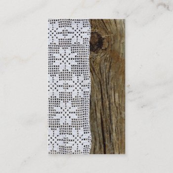 Vintage Crochet Lace And Driftwood Business Card by camcguire at Zazzle