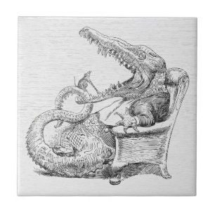 Vintage Crocodile in Armchair Ceramic Tile