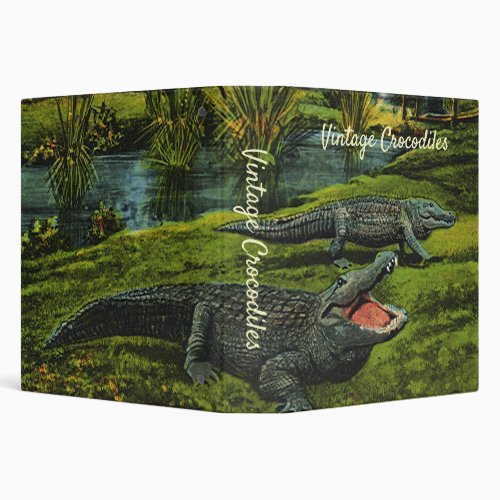 Vintage Crocodiles Marine Life Reptiles Animals 3 Ring Binder