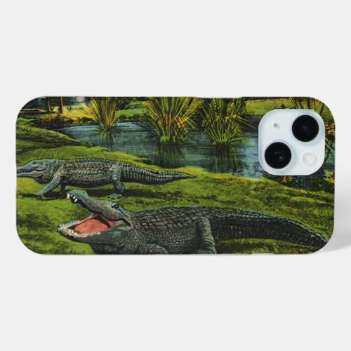 Vintage Crocodiles Marine Life Reptiles Animals iPhone 15 Case
