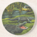 Vintage Crocodiles, Marine Life Reptiles Animals Drink Coaster