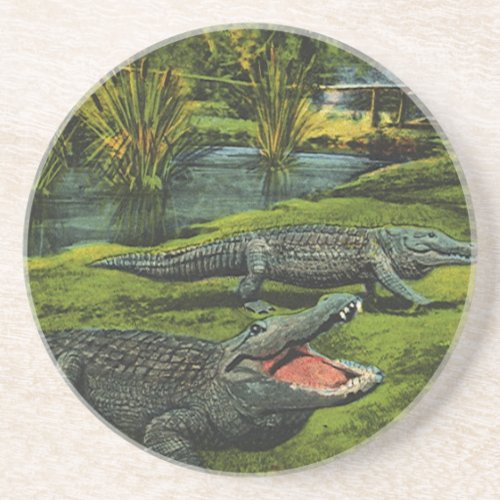 Vintage Crocodiles Marine Life Reptiles Animals Drink Coaster