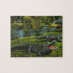 Vintage Crocodiles, Marine Life Reptiles Animals Jigsaw Puzzle