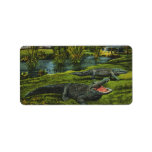 Vintage Crocodiles, Marine Life Reptiles Animals Label