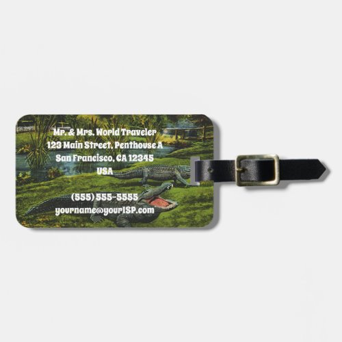 Vintage Crocodiles Marine Life Reptiles Animals Luggage Tag