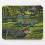 Vintage Crocodiles, Marine Life Reptiles Animals Mouse Pad