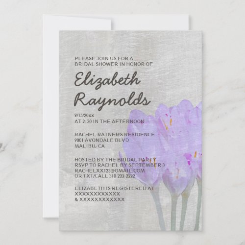 Vintage Crocus Bridal Shower Invitations