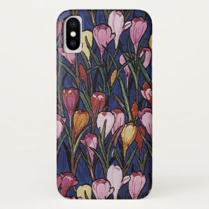 Vintage Crocus Flowers in a Garden, Floral Pattern iPhone X Case