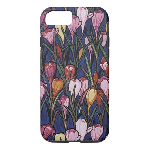 Vintage Crocus Flowers in a Garden Floral Pattern iPhone 87 Case