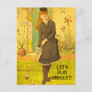Vintage Croquet Cute Lawn Games Summer Cottagecore Postcard