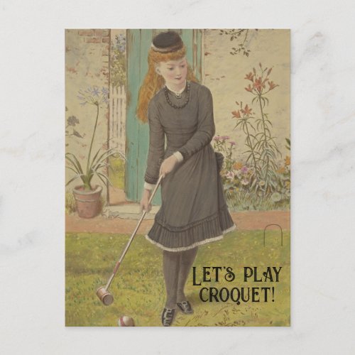 Vintage Croquet Cute Lawn Games Summer Cottagecore Postcard