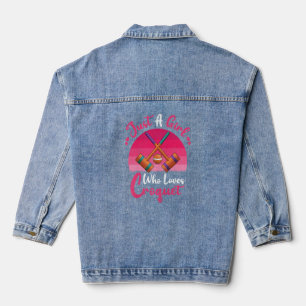 Vintage Croquet Sports Just A Girl Who Loves Croq Denim Jacket