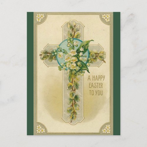 Vintage Cross and Lily of the Valley Easter Postcard