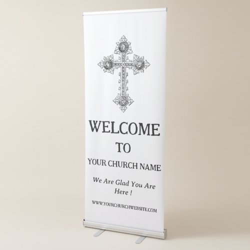  Vintage Cross Church Welcome  Retractable Banner