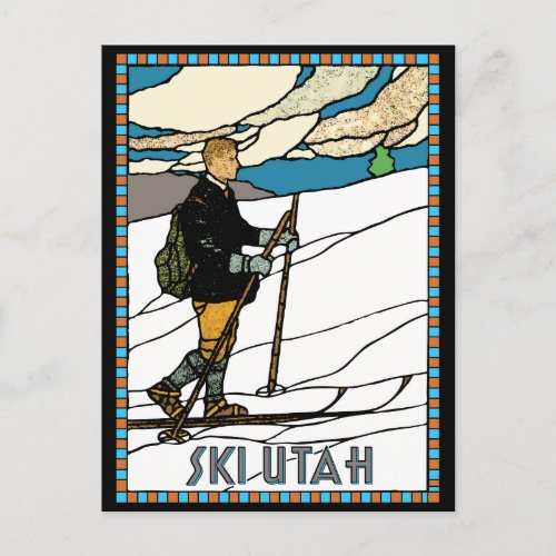 Vintage Cross Country Ski Utah Postcard