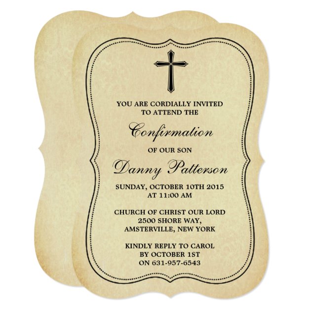 Vintage Cross Holy Communion Or Confirmation Invitation