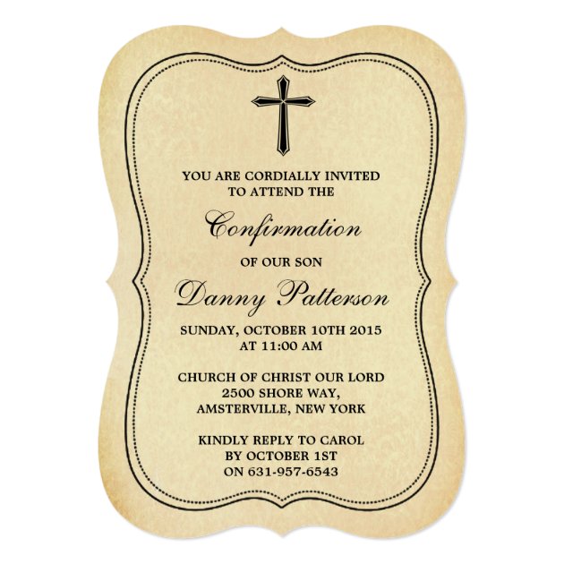 Vintage Cross Holy Communion Or Confirmation Invitation