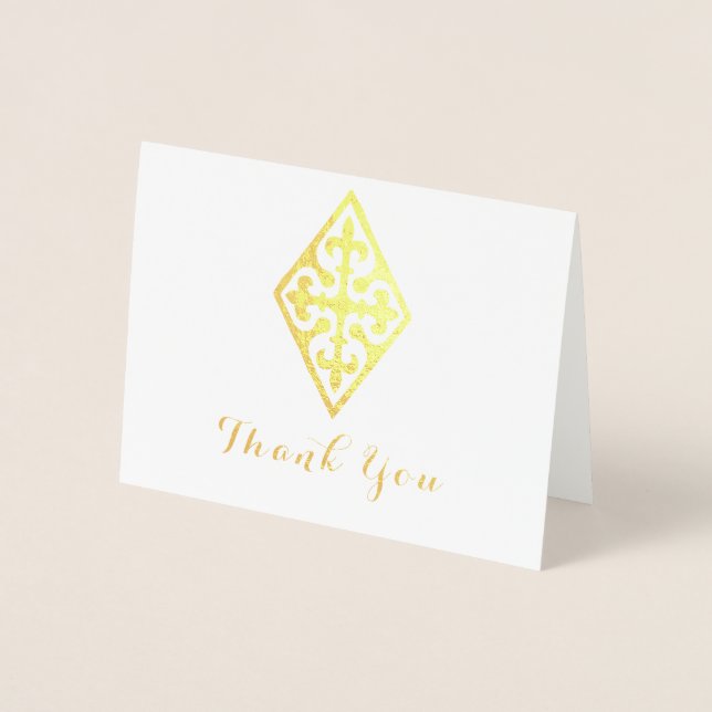 Vintage Cross Religious Thank You Foil Card (Front)