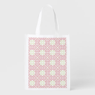 Vintage Cross stitch embroidery hearts pattern Grocery Bag