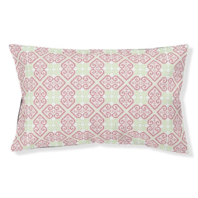 Vintage Cross stitch embroidery hearts pattern Pet Bed (Front)