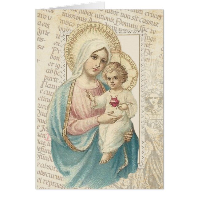 Vintage Cross with lilies Latin Text and Angel (Front)