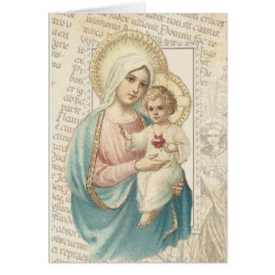 Vintage Cross with lilies Latin Text and Angel Cards