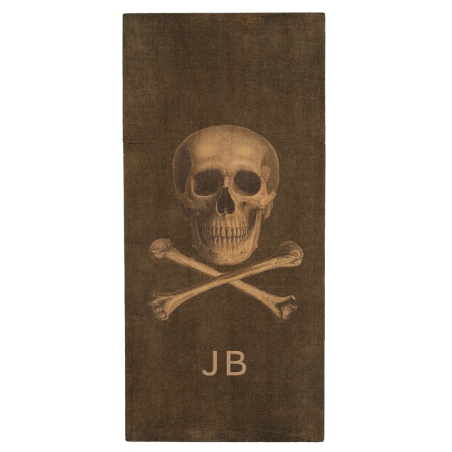 Vintage Crossbones Personalized USB Drive (Front Vertical)