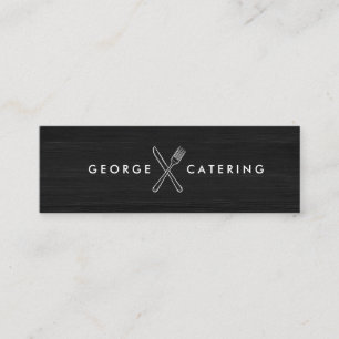 Vintage Crossed Fork Knife Logo Catering Blackwood Mini Business Card