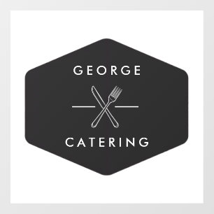 Vintage Crossed Fork Knife Logo Catering Business Window Cling