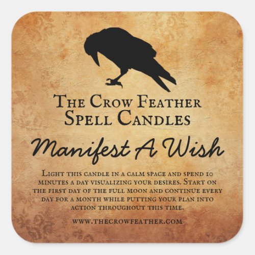 Vintage Crow Intention Spell Candle Labels