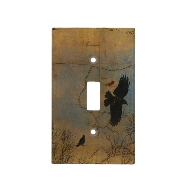 Vintage Crow Map Light Switch Cover (Front)