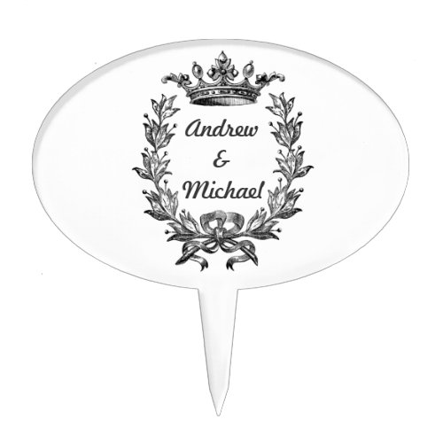 Vintage Crown and Wreath Art Cake Topper
