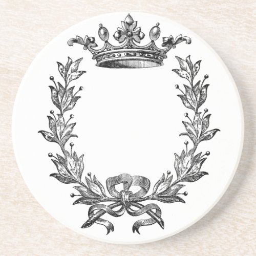 Vintage Crown and Wreath Art Coaster