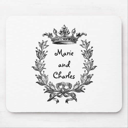 Vintage Crown and Wreath Art Mouse Pad