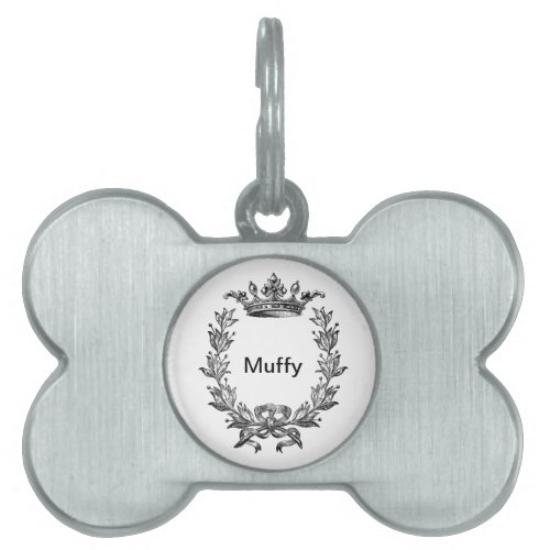 Vintage Crown and Wreath Art Pet Name Tag