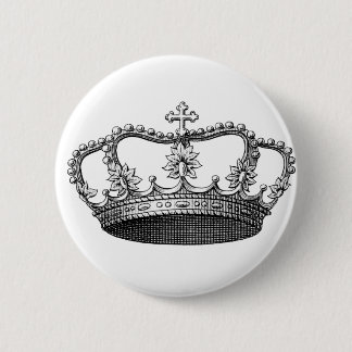 Vintage Crown Black and White Button