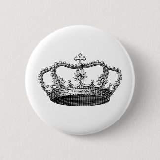 Vintage Crown Black and White Button