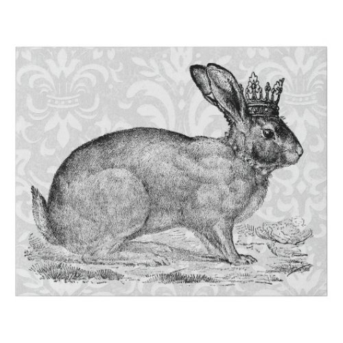 Vintage Crown Bunny Faux Canvas Print