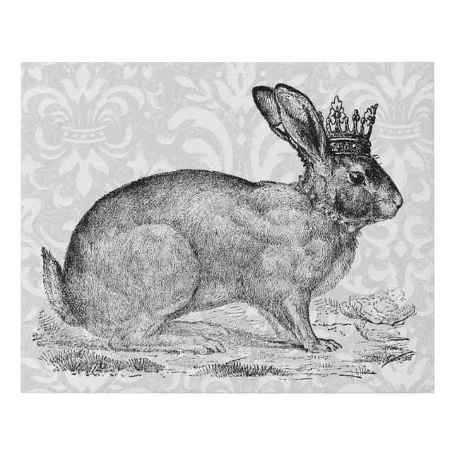 Vintage Crown Bunny Faux Canvas Print (Front)