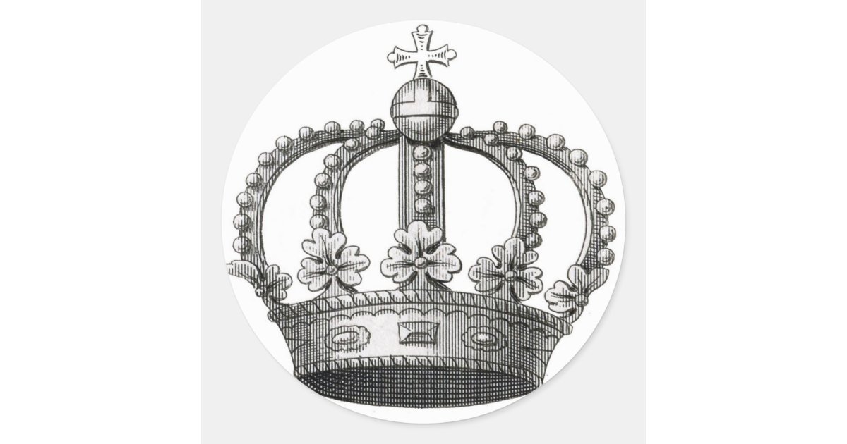 Vintage Crown Classic Round Sticker | Zazzle