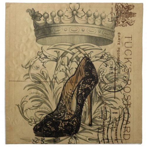 vintage crown fashion queen stiletto cloth napkin