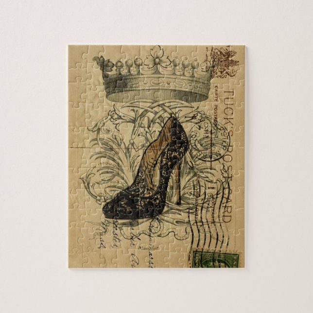 vintage crown fashion queen stiletto jigsaw puzzle (Vertical)