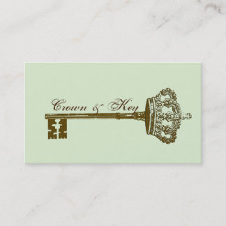 Vintage Crown & Key Elegant Business Cards Aqua