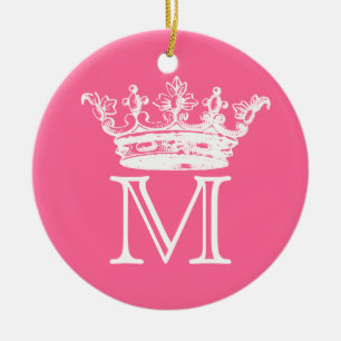 Vintage Crown Monogram Ceramic Ornament