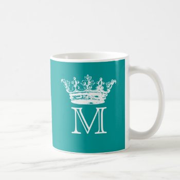 Vintage Crown Monogram Coffee Mug by TimeEchoArt at Zazzle